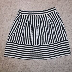 Xhilaration Black and White Striped Textured Pleat Mini Skirt